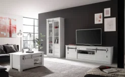 Home affaire Couchtisch »Daytona, Beistelltisch, Wohnzimmertisch, Sofatisch, Tisch« mit Schiebetürenbeschlag in Chrom-Optik, mit Fächern und Ablageböden