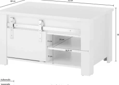 Home affaire Couchtisch »Daytona, Beistelltisch, Wohnzimmertisch, Sofatisch, Tisch« mit Schiebetürenbeschlag in Chrom-Optik, mit Fächern und Ablageböden