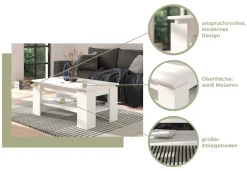 Home affaire Couchtisch »Kalmar, rechteckig, 100 x 60 cm, 1 Ablageboden« Sofatisch, Beistelltisch, Kaffetisch, Wohnzimmertisch, coffee table