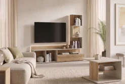 Home affaire Couchtisch »LUMIA Kaffeetisch mit viel Stauraum, 60x60cm, modernes Design« Beistelltisch mit Ablagefläche, Kaschmir/Natureiche