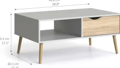 Home affaire Couchtisch »Oslo, Beistelltisch, Sofatisch, Coffeetable, Wohnzimmertisch« mit 2 Ebenen, 1 Schublade, 1 offenes Fach, Breite 99 cm