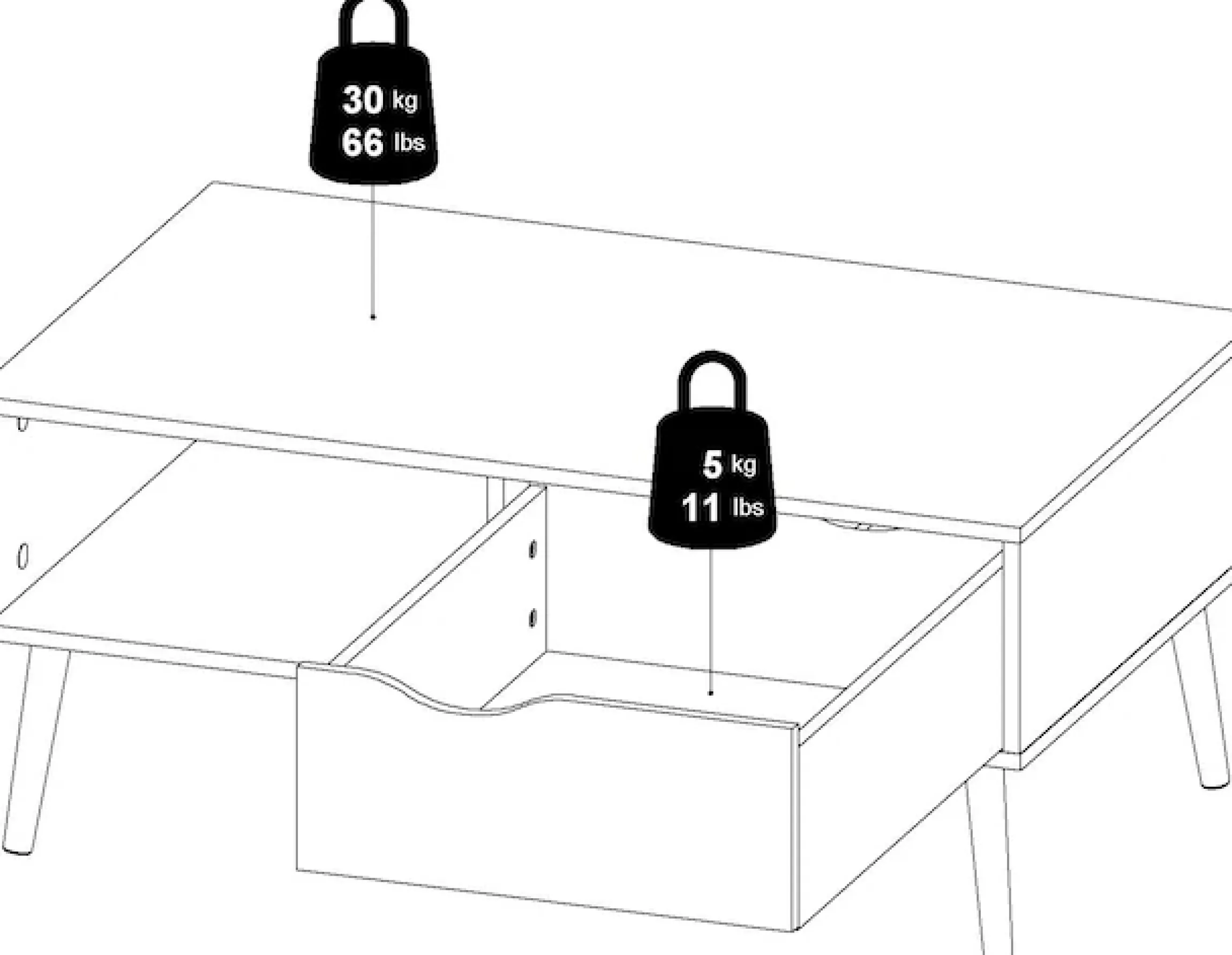 Home affaire Couchtisch »Oslo, Beistelltisch, Sofatisch, Coffeetable, Wohnzimmertisch« mit 2 Ebenen, 1 Schublade, 1 offenes Fach, Breite 99 cm