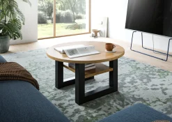Home affaire Couchtisch »Rail, Ø 75 cm, mit Ablageboden, inklusive Kufengestell« Wohnzimmertisch, Beistelltisch