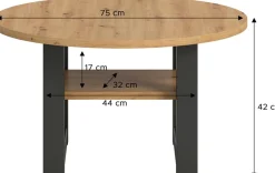 Home affaire Couchtisch »Rail, Ø 75 cm, mit Ablageboden, inklusive Kufengestell« Wohnzimmertisch, Beistelltisch