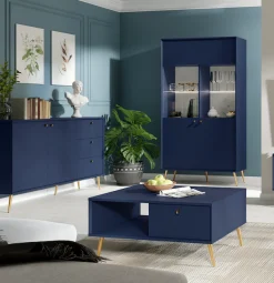 Home affaire Couchtisch »ROMILDA Kaffeetisch mit viel Stauraum, 87x66cm, modernes Design« Beistelltisch mit zusätzlichen Aufbewahrungsschränken, goldene Akzente