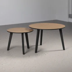 Home affaire Couchtisch »Ronda« Set, 2 Stk. tlg. Beistelltische mit Massivholzfüßen - Maße (B/T/H) 50-70/39-45/50-70 cm
