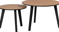 Home affaire Couchtisch »Ronda« Set, 2 Stk. tlg. Beistelltische mit Massivholzfüßen - Maße (B/T/H) 50-70/39-45/50-70 cm