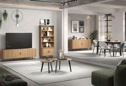 Home affaire Couchtisch »Ronda« Set, 2 Stk. tlg. Beistelltische mit Massivholzfüßen - Maße (B/T/H) 50-70/39-45/50-70 cm