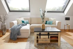 Home affaire Couchtisch »Sherwood, Beistelltisch, Wohnzimmertisch, Sofatisch, Tisch« mit Scheunentorbeschlag aus Metall, in 2 Farben erhältlich