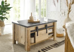Home affaire Couchtisch »Sherwood, Beistelltisch, Wohnzimmertisch, Sofatisch, Tisch« mit Scheunentorbeschlag aus Metall, in 2 Farben erhältlich