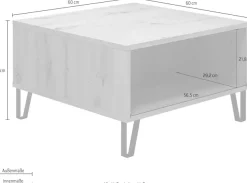 Home affaire Couchtisch »Tarragona« Couchtisch mit 2 offenen Fächern - (B/T/H) 60/60/37 cm