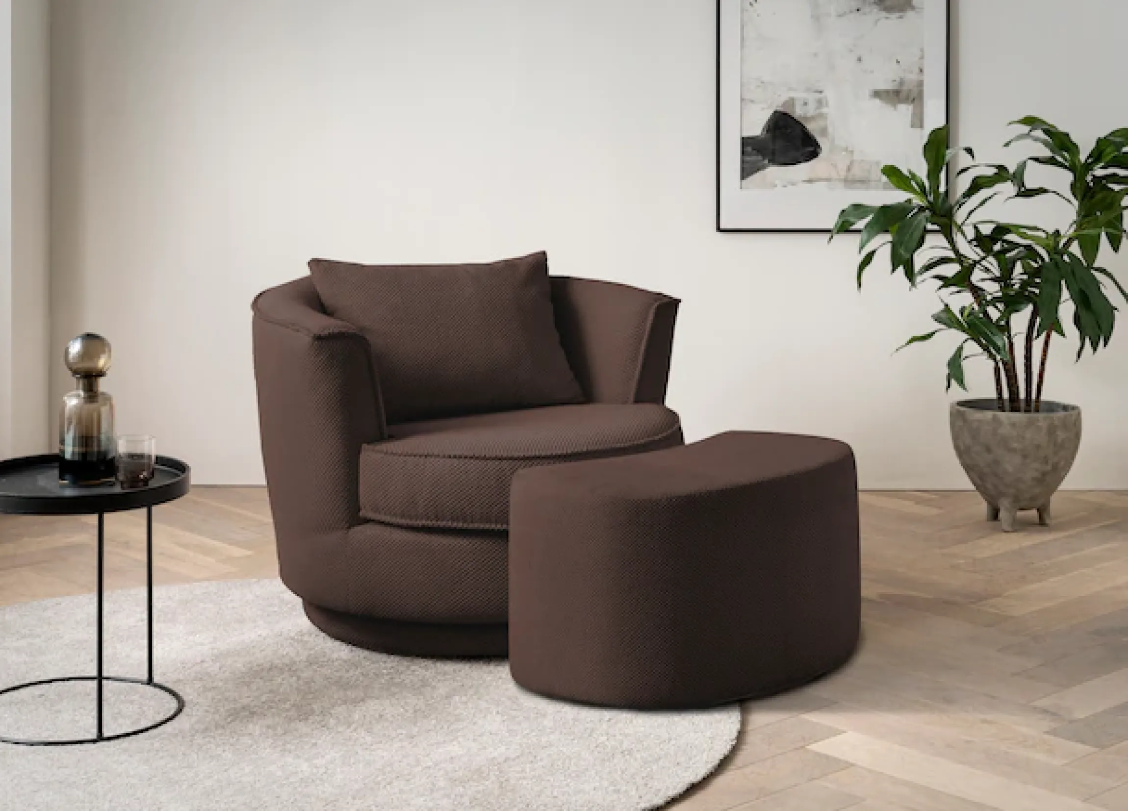 Home affaire Drehsessel »MAISIE Webvelours, Love Seat,Lese-Sessel,Sessel-Set, mit Hocker« 2 Stk. tlg. in MEGA CORD und Web-Velours, drehbar 360 Grad mit Hocker