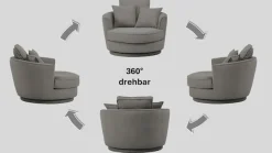 Home affaire Drehsessel »MAISIE Webvelours, Love Seat,Lese-Sessel,Sessel-Set, mit Hocker« 2 Stk. tlg. in MEGA CORD und Web-Velours, drehbar 360 Grad mit Hocker