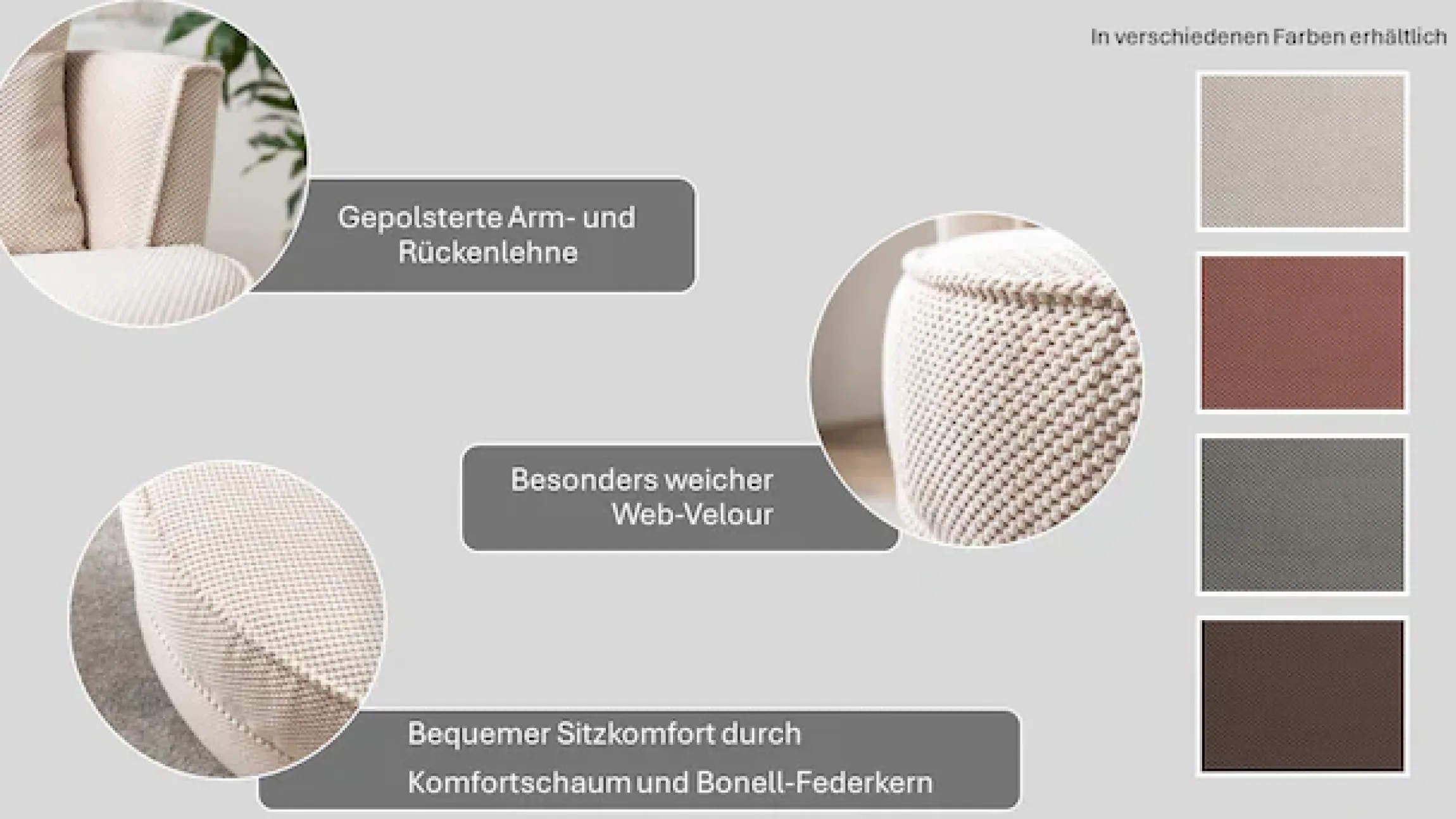 Home affaire Drehsessel »MAISIE Webvelours, Love Seat,Lese-Sessel,Sessel-Set, mit Hocker« 2 Stk. tlg. in MEGA CORD und Web-Velours, drehbar 360 Grad mit Hocker