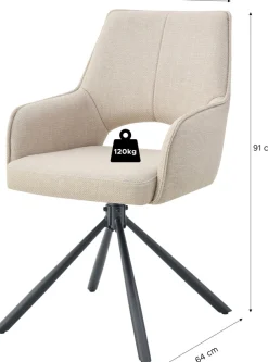 Home affaire Drehstuhl »BELLEVILLE, 2er Set, mit Metallgestell in matt schwarz« (Set) 2 Stk.in verschiedenen Farben, Belsatbarkeit pro Stuhl 120 kg, 360° drehbar
