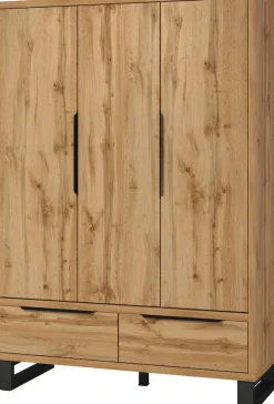 Home affaire Drehtürenschrank »Bronne,Breite 145 cm, Kleiderschrank inclusive Innenausstattung« Kleiderschrank, 2 Schubladen, Metallgriffe, Garderobe