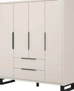 Home affaire Drehtürenschrank »Bronne,Breite 191 cm, Kleiderschrank inclusive Innenausstattung« Kleiderschrank, 2 Schubkästen, Metallgriffe, Garderobe