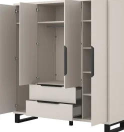 Home affaire Drehtürenschrank »Bronne,Breite 191 cm, Kleiderschrank inclusive Innenausstattung« Kleiderschrank, 2 Schubkästen, Metallgriffe, Garderobe