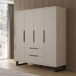 Home affaire Drehtürenschrank »Bronne,Breite 191 cm, Kleiderschrank inclusive Innenausstattung« Kleiderschrank, 2 Schubkästen, Metallgriffe, Garderobe