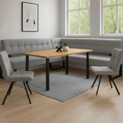 Home affaire Eckbankgruppe »Mia Essecke, Sitzgruppe, Eckbankgruppe, Küchenbankgruppe« Set, 4er, 4 tlg. Eckbank mit Wellenfederung; Tisch in Eiche massiv