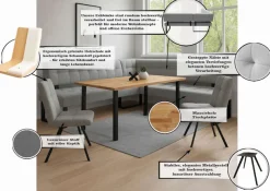 Home affaire Eckbankgruppe »Mia Essecke, Sitzgruppe, Eckbankgruppe, Küchenbankgruppe« Set, 4er, 4 tlg. Eckbank mit Wellenfederung; Tisch in Eiche massiv