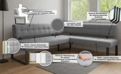 Home affaire Eckbankgruppe »Mia Essecke, Sitzgruppe, Eckbankgruppe, Küchenbankgruppe« Set, 4er, 4 tlg. Eckbank mit Wellenfederung; Tisch in Eiche massiv