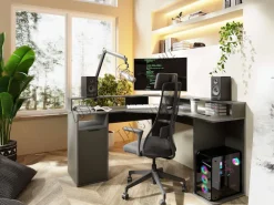 Home affaire Eckschreibtisch »Omaha« Gamingtisch mit Tür, Towerfach und Monitorablage, Breite 139 cm