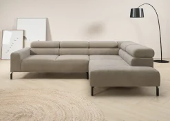Home affaire Ecksofa »Antonelli, L-Form,inkl. Kopfteilverstellung, Breite 276 cm« ohne Sitztiefenverstellung, in Cord, taupe
