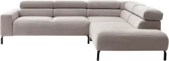 Home affaire Ecksofa »Antonelli, L-Form,inkl. Kopfteilverstellung, Breite 276 cm« ohne Sitztiefenverstellung, in Cord, taupe