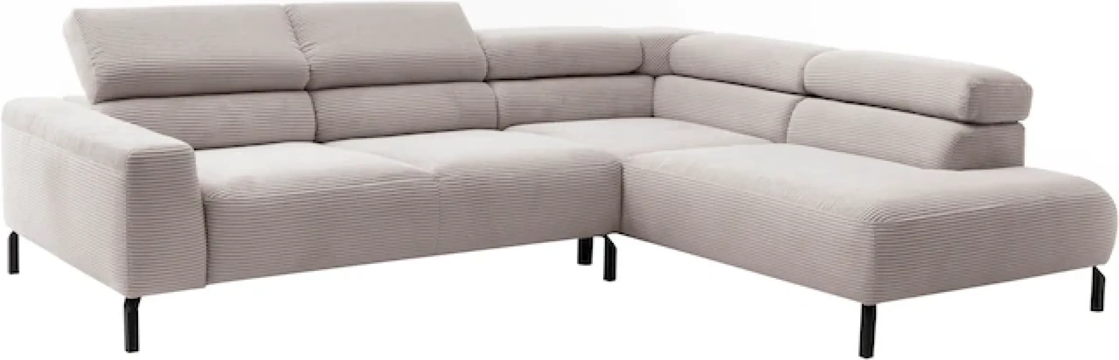 Home affaire Ecksofa »Antonelli, L-Form,inkl. Kopfteilverstellung, Breite 276 cm« ohne Sitztiefenverstellung, in Cord, taupe