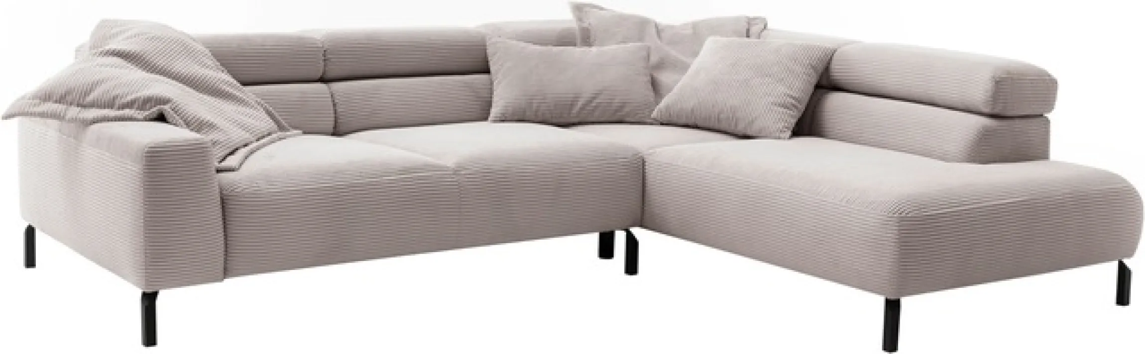 Home affaire Ecksofa »Antonelli, L-Form,inkl. Kopfteilverstellung, Breite 276 cm« ohne Sitztiefenverstellung, in Cord, taupe