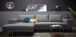 Home affaire Ecksofa »Aurora, L-Form, mit extra breiter Recamiere, 324 x 170 cm (BxT)« Designsofa mit tollem Sitzkomfort, extra hohe Metallfüße schwarz