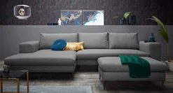 Home affaire Ecksofa »Aurora, L-Form, mit extra breiter Recamiere, 324 x 170 cm (BxT)« Designsofa mit tollem Sitzkomfort, extra hohe Metallfüße schwarz