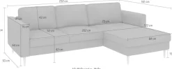 Home affaire Ecksofa »Booster, whlw. mit Schlaffunktion & Bettkasten, Fuß Buche lackiert« Recamiere beidseitig montierbar, L-Form, in Cord & Struktur, B: 232 cm