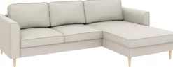 Home affaire Ecksofa »Booster, whlw. mit Schlaffunktion & Bettkasten, Fuß Buche lackiert« Recamiere beidseitig montierbar, L-Form, in Cord & Struktur, B: 232 cm
