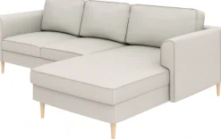 Home affaire Ecksofa »Booster, whlw. mit Schlaffunktion & Bettkasten, Fuß Buche lackiert« Recamiere beidseitig montierbar, L-Form, in Cord & Struktur, B: 232 cm