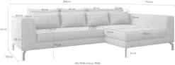 Home affaire Ecksofa »Cross, mit softem Sitz, L-Form, wendbare Zierkissen, Breite 284 cm« Couch mit vielen Kissen, stylische Kreuznaht, elegante Metallfüße