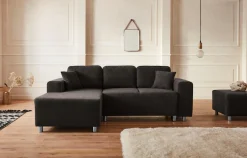 Home affaire Ecksofa »Györ« L-Form, wahlweise mit Bettfunktion und Bettkasten incl. 2 Zierkissen