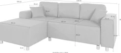 Home affaire Ecksofa »Györ« L-Form, wahlweise mit Bettfunktion und Bettkasten incl. 2 Zierkissen