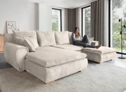 Home affaire Ecksofa »Katja L-Form, B: 325 cm - OTTO. Verlässliche Qualität.« Schlaffunktion, Bettkasten & 4 Zierkissen