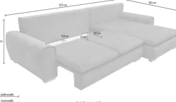 Home affaire Ecksofa »Katja L-Form, B: 325 cm - OTTO. Verlässliche Qualität.« Schlaffunktion, Bettkasten & 4 Zierkissen