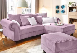 Home affaire Ecksofa »King George King Henry, Mega Sofa, Breite 260cm, L-Form« mit Federkern, in legerer Polsterung und vielen Kissen