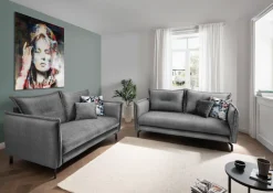 Home affaire Ecksofa »Lazio modern und bequem, schmale Armlehnen, tolle Detailverarbeitung« Armlehnen verstellbar