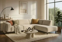 Home affaire Ecksofa »LORCAN mit Holzfuß, Breite 275 cm, weiches Sitzgefühl« Massivholzfüsse, Chenille und Bouclé -Bezüge