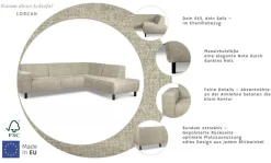 Home affaire Ecksofa »LORCAN mit Holzfuß, Breite 275 cm, weiches Sitzgefühl« Massivholzfüsse, Chenille und Bouclé -Bezüge