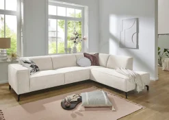Home affaire Ecksofa »LORCAN mit Metallfüßen, Breite 275 cm, weiches Sitzgefühl« Metallfüße, Lederoptik, Struktur, Bouclé