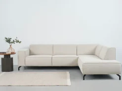 Home affaire Ecksofa »LORCAN mit Metallfüßen, Breite 275 cm, weiches Sitzgefühl« Metallfüße, Lederoptik, Struktur, Bouclé