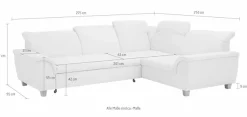 Home affaire Ecksofa »Lyla fester Sitzkomfort, bequeme Armlehnen, Breite 275cm, L-Form« wahlweise mit Rückenfunktion und Bettfunktion