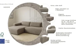 Home affaire Ecksofa »Noord mit Kedernaht, Breite 227 cm, L-Form« Cord, Struktur, Webstoff, mit Wellenunterfederung, Massivholzrahmen