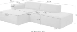 Home affaire Ecksofa »Noord mit Kedernaht, Breite 227 cm, L-Form« Cord, Struktur, Webstoff, mit Wellenunterfederung, Massivholzrahmen